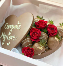 Load image into Gallery viewer, Floral Vanilla Cake and Strawberries LoveBox